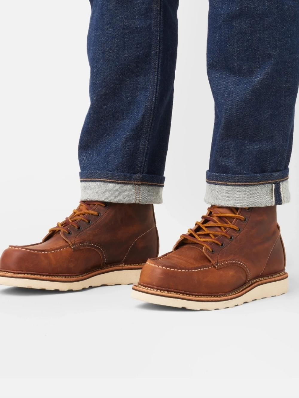 RED WING Men's Brown Leather Moc Toe Work Boots - Picture 3 of 16